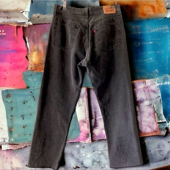 Levi's 501 Distressed Black Raw hem Pants Size 30 EUC - Picture 6 of 11